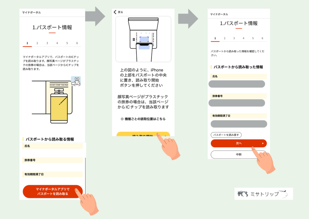 パスポートを読み取ります