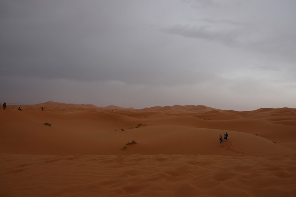 砂漠と曇天